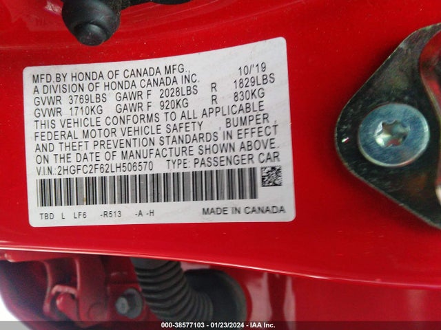 Honda Civic Lx 2020 2HGFC2F62LH506570 Image 9