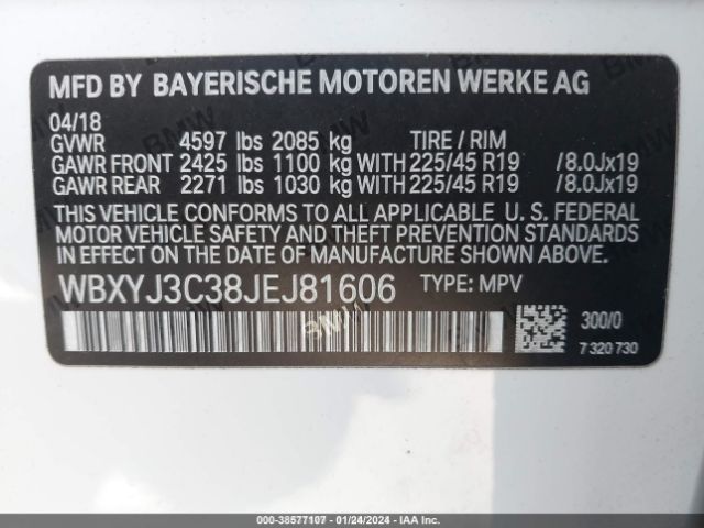 WBXYJ3C38JEJ81606 BMW X2 Sdrive28i