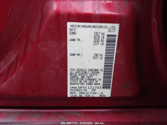 Nissan Altima 2.5 S 2018 1N4AL3AP3JC121703 Image 9