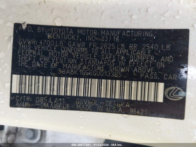 58ABK1GG6GU013385 Lexus ES 350