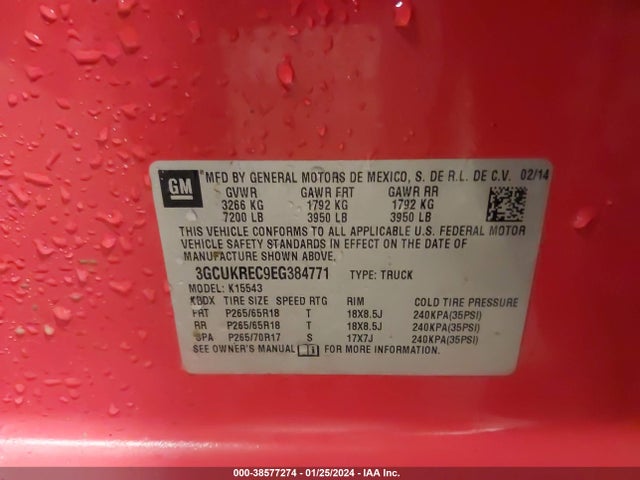 Chevrolet Silverado 1500 2lt 2014 3GCUKREC9EG384771 Image 9