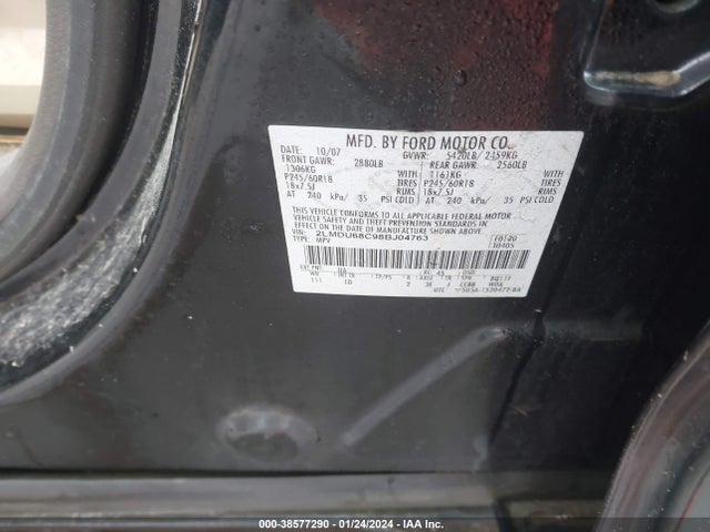 2008 LINCOLN MKX VIN: 2LMDU68C98BJ04763