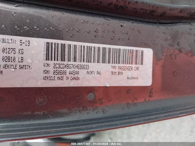 Dodge Charger Sxt Rwd 2019 2C3CDXBG7KH636633 Image 9