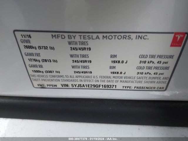 Tesla MODEL S 2016 5YJSA1E29GF169371 Image 21