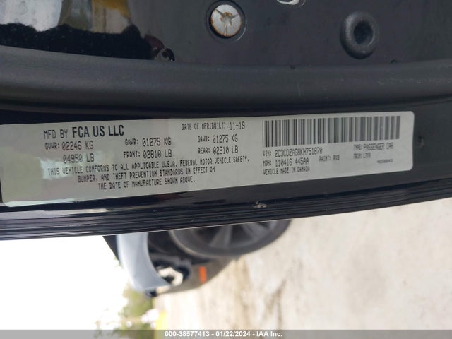 Dodge Challenger Sxt 2019 2C3CDZAG8KH751870 Image 9