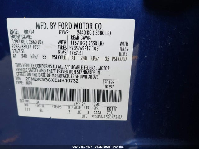 Ford EDGE SE 2014 2FMDK3GCXEBB10732 Image 9