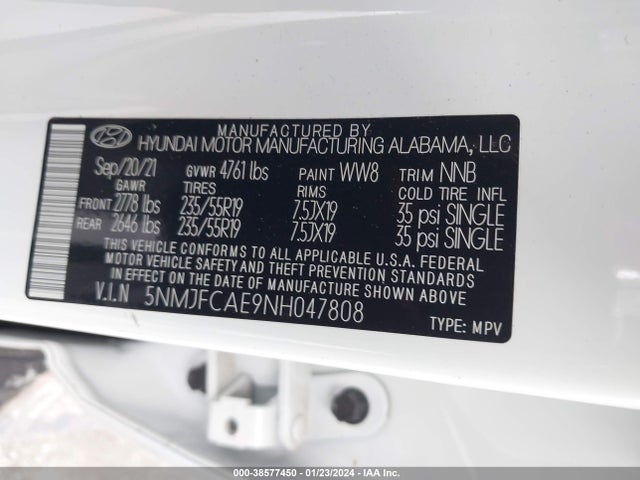 Hyundai TUCSON SEL 2022 5NMJFCAE9NH047808 Image 9