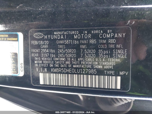 Hyundai Palisade Limited 2020 KM8R5DHE0LU127985 Image 9