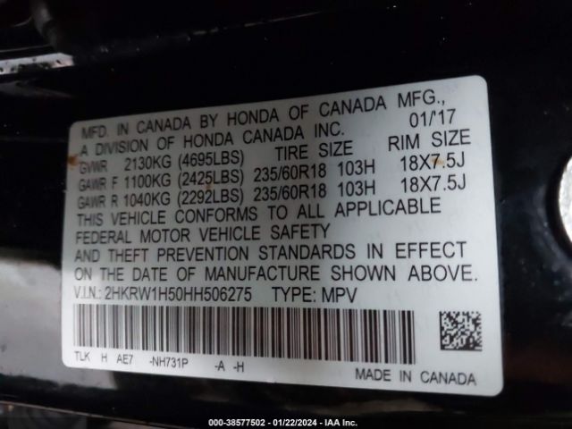 2HKRW1H50HH506275 Honda CR-V EX