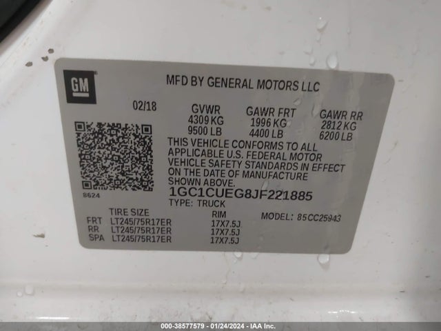Chevrolet Silverado 2500hd Wt 2018 1GC1CUEG8JF221885 Image 9