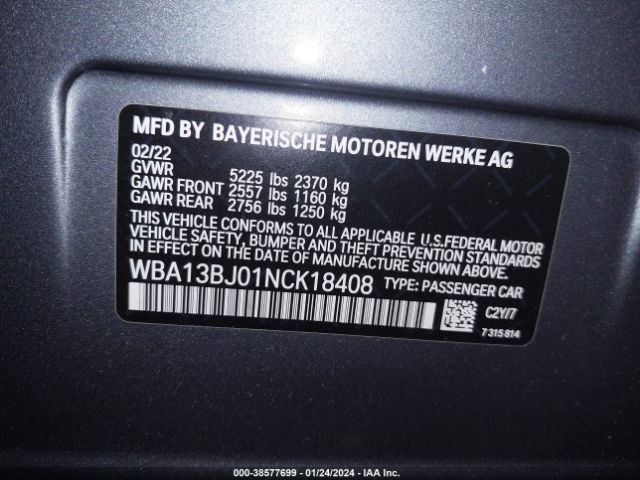 2022 BMW 530I WBA13BJ01NCK18408 Photo 8