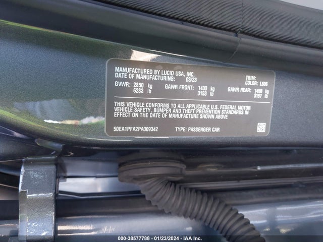 Lucid Air Pure 2023 50EA1PFA2PA009342 Image 9