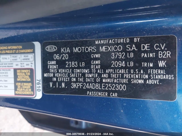 KIA Forte Lxs 2020 3KPF24AD8LE252300 Image 9