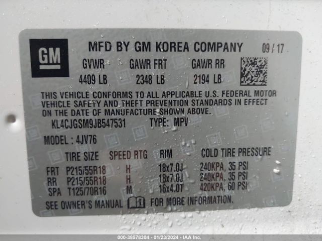 KL4CJGSM9JB547531 Buick Encore Essence