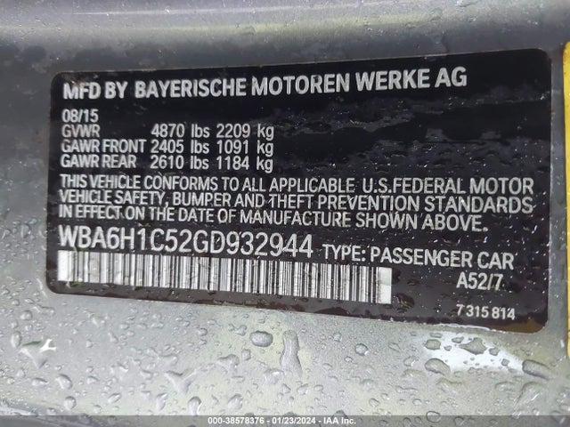 BMW 640i 2016 WBA6H1C52GD932944 Image 9