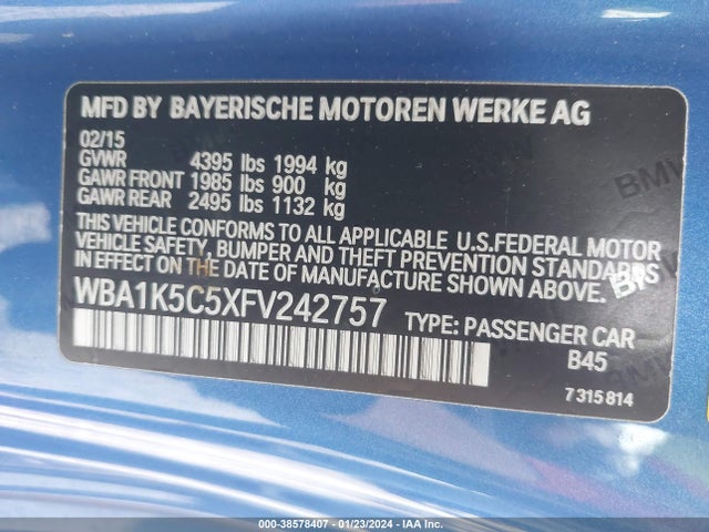 WBA1K5C5XFV242757 BMW 228I