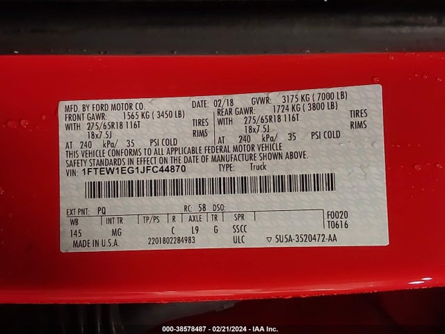 Ford F-150 Xlt 2018 1FTEW1EG1JFC44870 Image 9