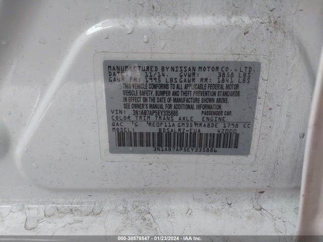 Nissan SENTRA SR 2014 3N1AB7AP5EY335886 Image 9