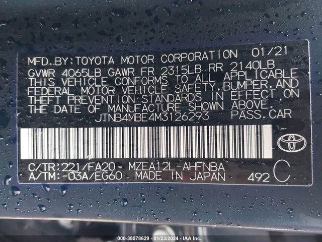 Toyota COROLLA SE 2021 JTNB4MBE4M3126293 Image 9