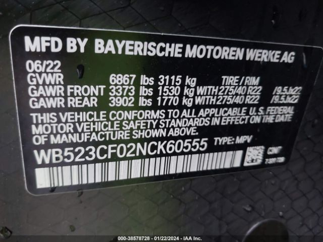 WB523CF02NCK60555 BMW Ix Xdrive50