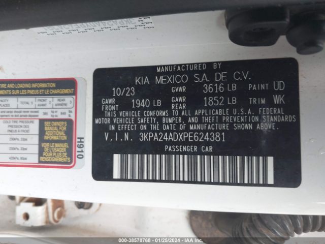 3KPA24ADXPE624381 KIA RIO S