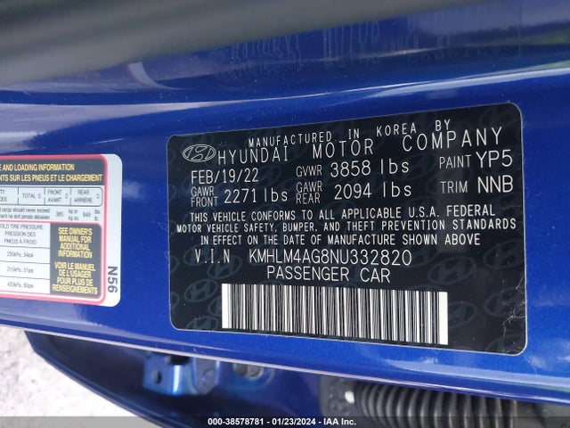 Hyundai ELANTRA SEL 2022 KMHLM4AG8NU332820 Image 9