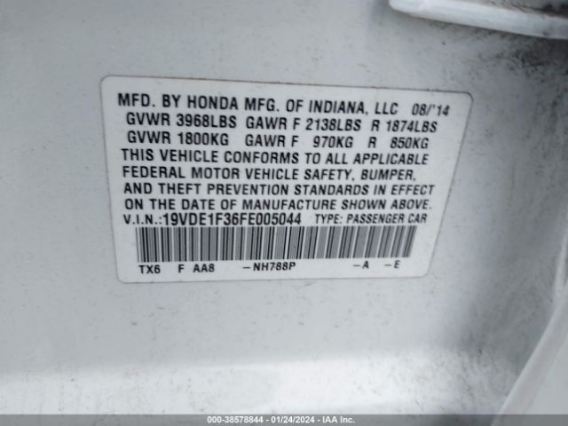 19VDE1F36FE005044 Acura Ilx 2.0l