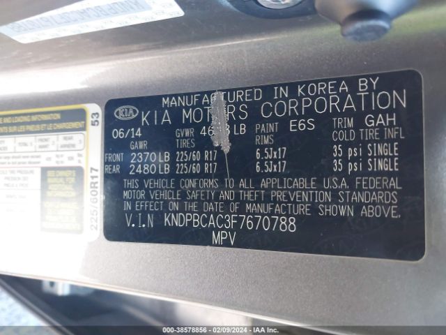KNDPBCAC3F7670788 KIA Sportage Lx