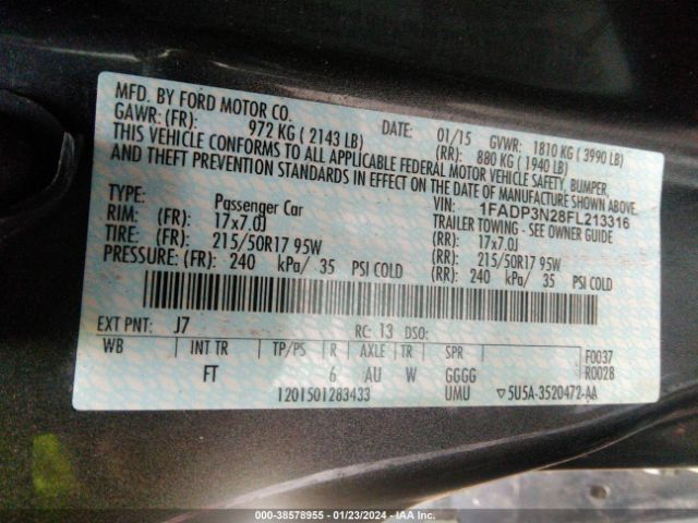 2015 FORD FOCUS 1FADP3N28FL213316 Photo 8