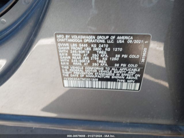 1V2DC2CA7NC201309 Volkswagen Atlas Cross Sport 2.0t Se