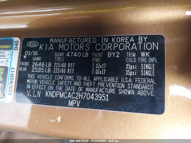 KIA Sportage Lx 2017 KNDPMCAC2H7043951 Image 9
