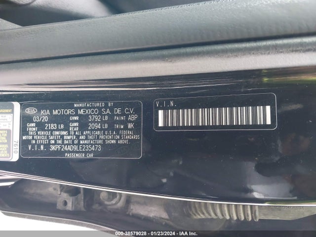 Aukcja sprzedaży 2020 Kia Forte Lxs, vin: 3KPF24AD9LE235473, numer aukcji: 38579028