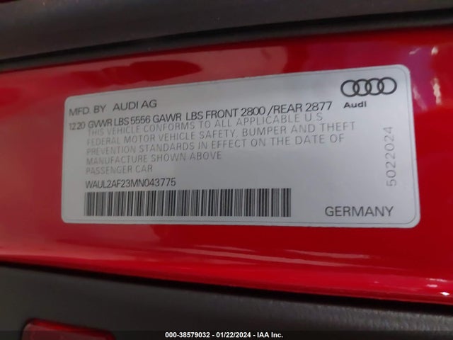 WAUL2AF23MN043775 Audi A6 Premium Plus 55 Tfsi Quattro S Tronic