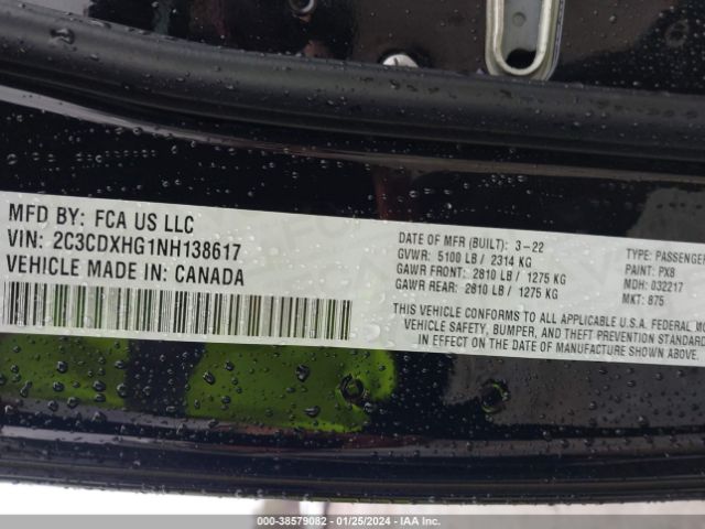 2C3CDXHG1NH138617 Dodge Charger Gt Rwd