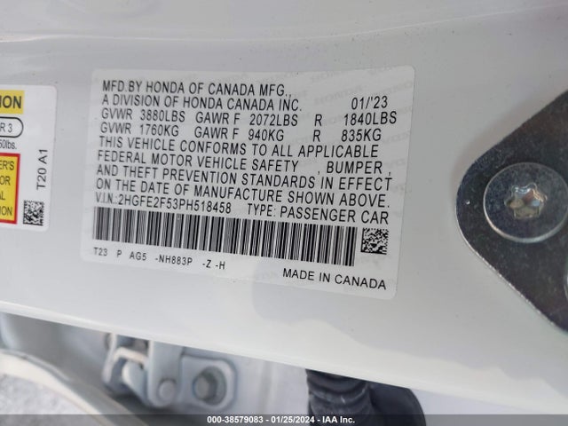 Honda Civic Sport 2023 2HGFE2F53PH518458 Image 9