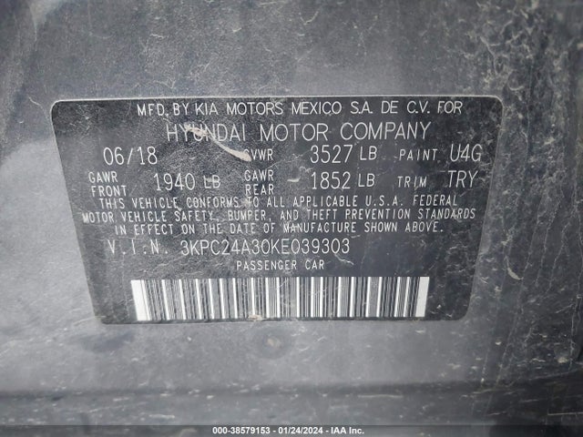 Hyundai ACCENT SE 2019 3KPC24A30KE039303 Image 9