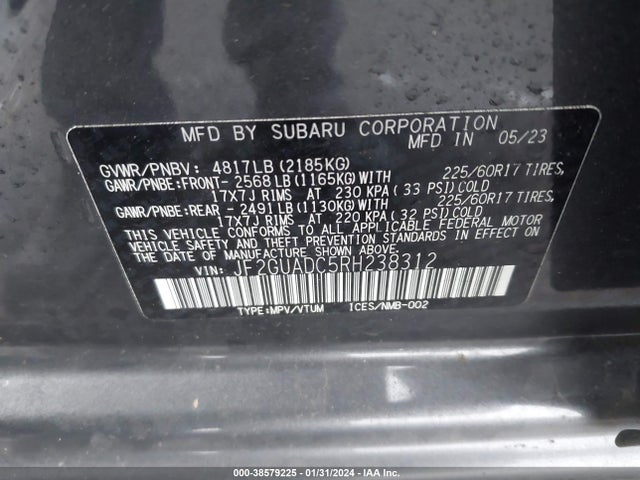 2024 SUBARU CROSSTREK PREMIUM VIN: JF2GUADC5RH238312