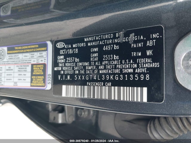 KIA Optima S 2019 5XXGT4L39KG313598 Image 9