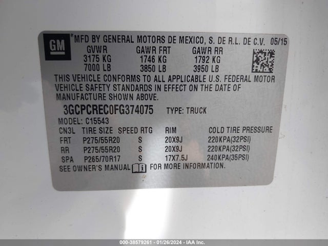 Chevrolet Silverado 1500 1lt 2015 3GCPCREC0FG374075 Image 9