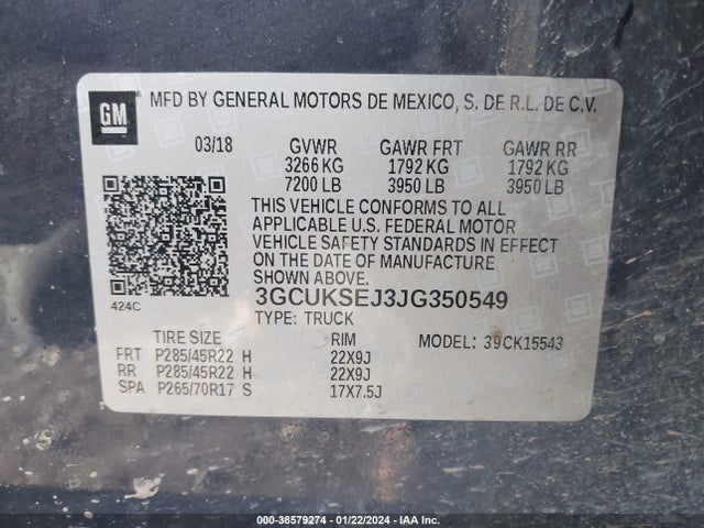 Chevrolet Silverado 1500 2lz 2018 3GCUKSEJ3JG350549 Image 9