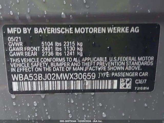 BMW 540I 2021 WBA53BJ02MWX30659 Image 9