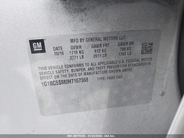 Chevrolet Cruze Ls Auto 2017 1G1BC5SM0H7167368 Image 9