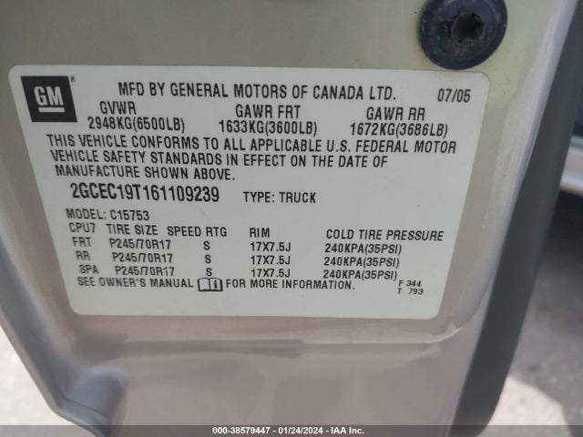 2006 CHEVROLET SILVERADO 1500 LS VIN: 2GCEC19T161109239