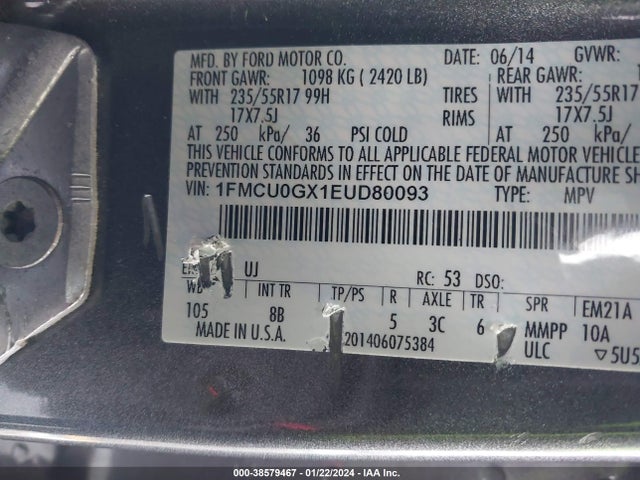 Ford ESCAPE SE 2014 1FMCU0GX1EUD80093 Image 9