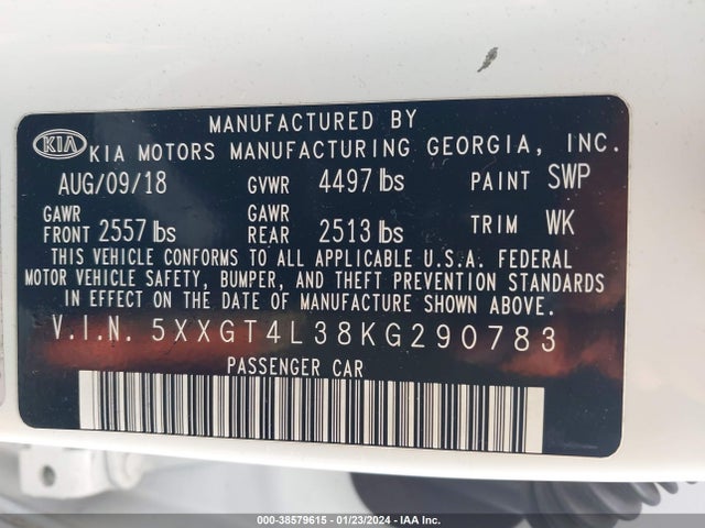 KIA Optima S 2019 5XXGT4L38KG290783 Image 9