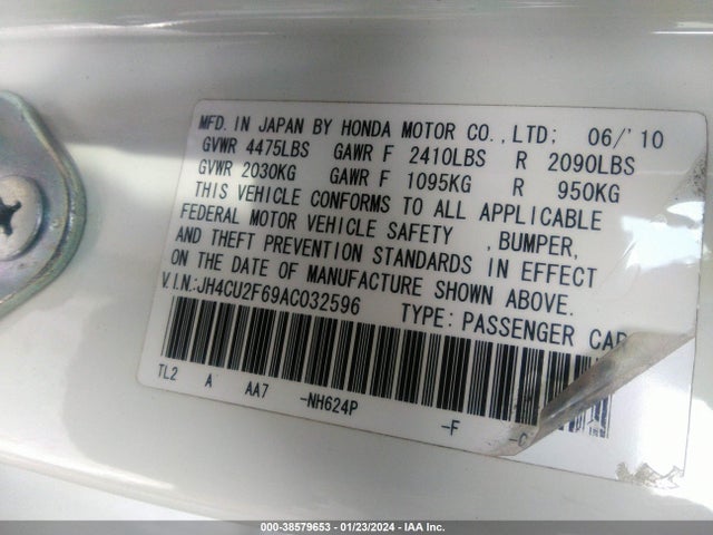 2010 ACURA TSX 2.4 VIN: JH4CU2F69AC032596