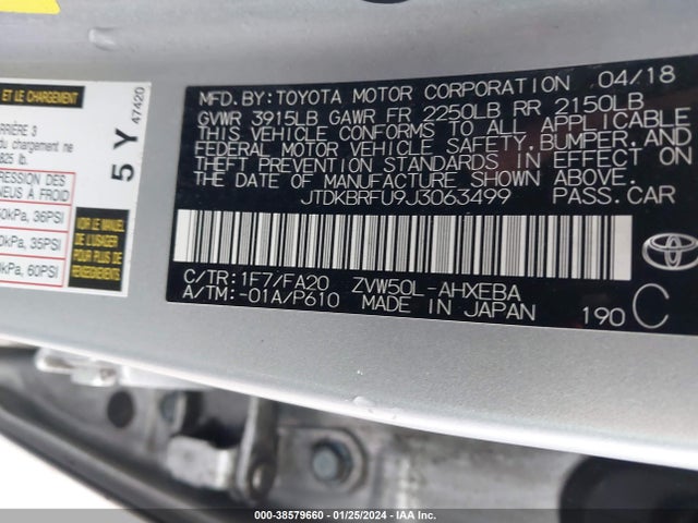 Toyota Prius Two 2018 JTDKBRFU9J3063499 Image 9