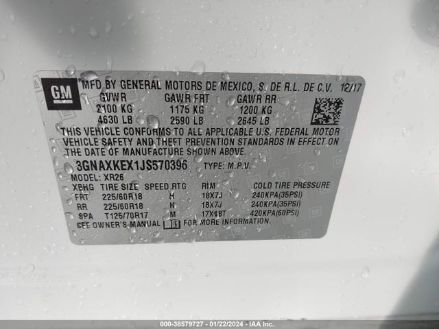 Chevrolet EQUINOX LT 2018 3GNAXKEX1JS570396 Image 9