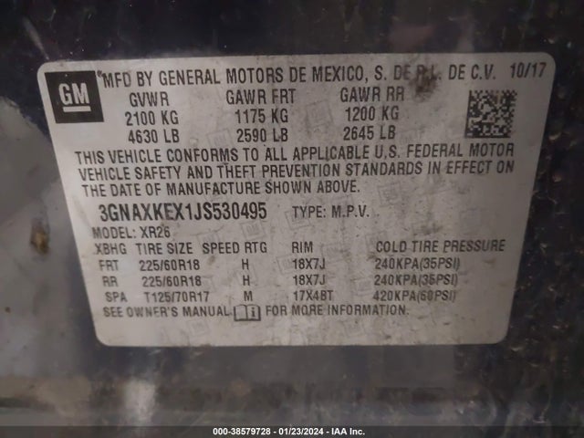 Chevrolet EQUINOX LT 2018 3GNAXKEX1JS530495 Image 9