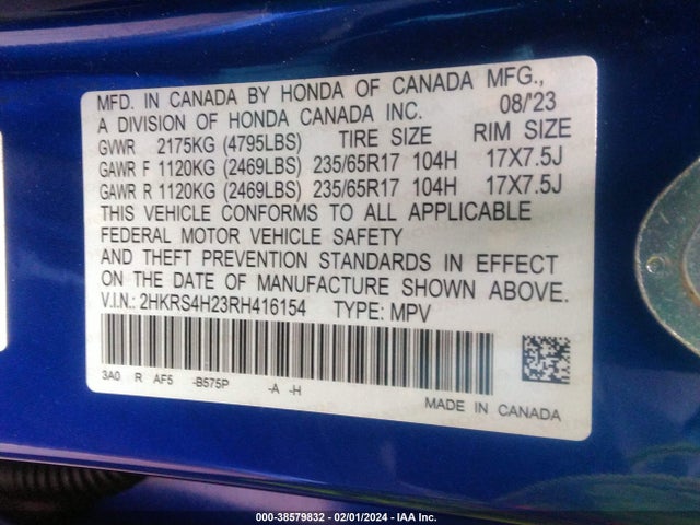 Honda Cr-v Lx Awd 2024 2HKRS4H23RH416154 Image 9